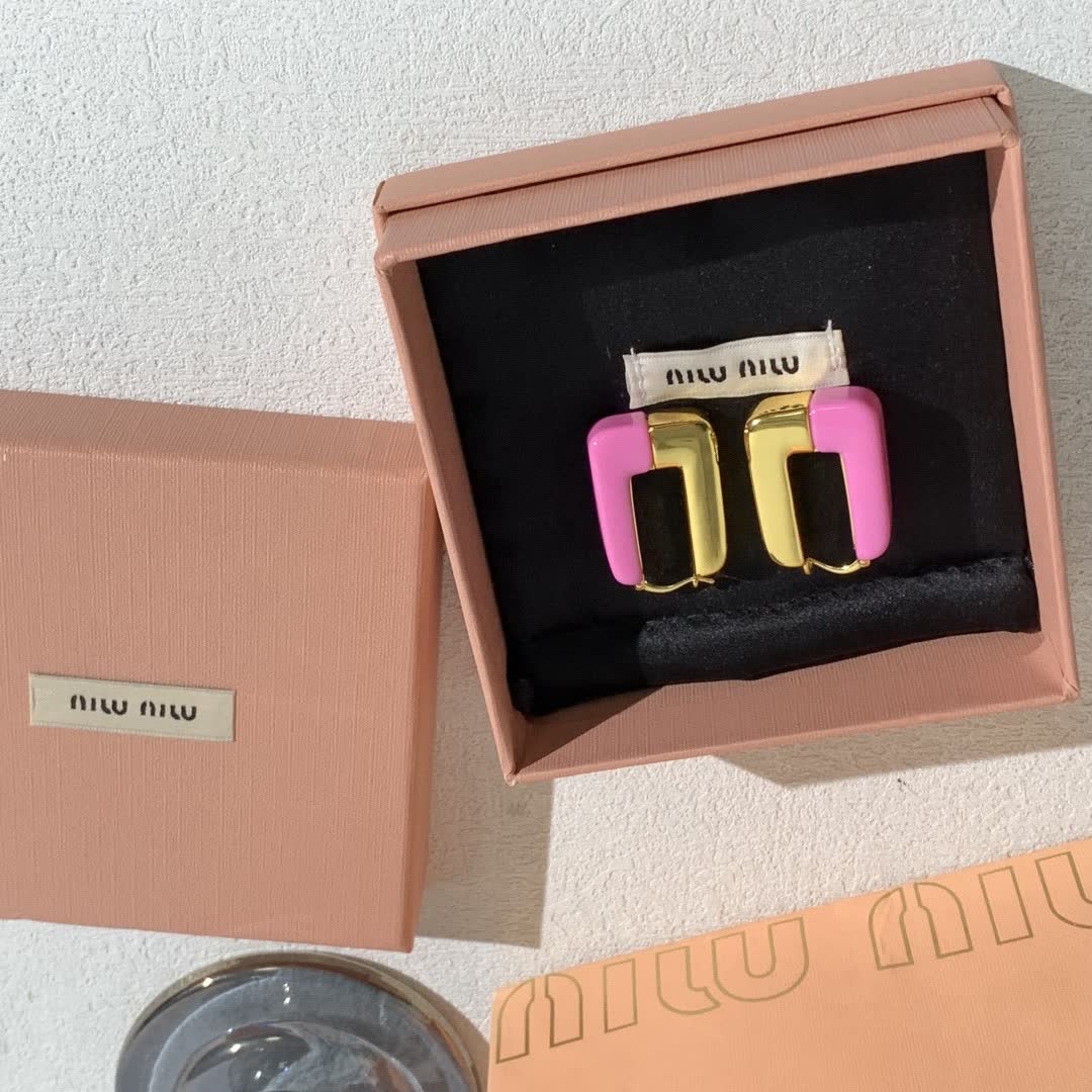 Miu Miu Pink Rectangle Earrings